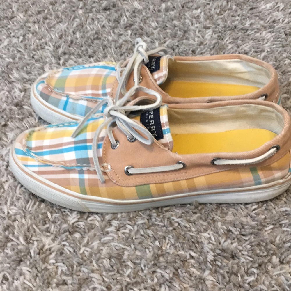 Sperrys Topsider blue and yellow canvas size 8.5